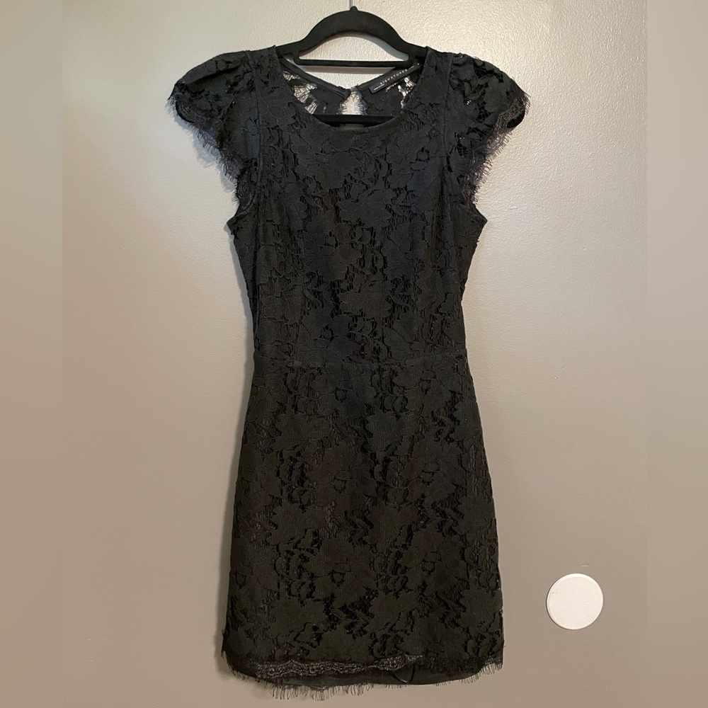 Black Romantic Lace Open Back Mini Dress